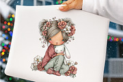 Whimsical Girl With Tulips And Puppy, an Illustration by SinaCreation (Thumbnail 10 of 11)