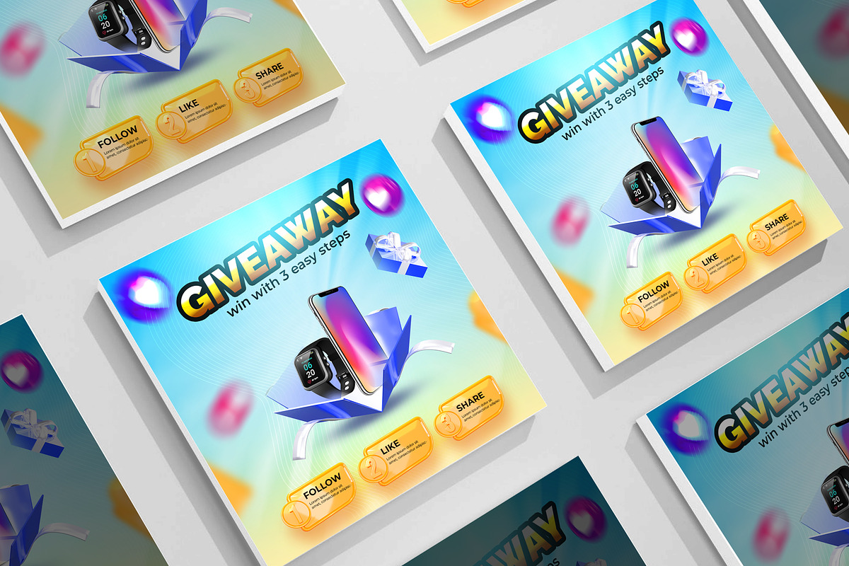 Give away contest banner social post, a Social Media Template by mdmijanur0187 (Photo 2 of 2)