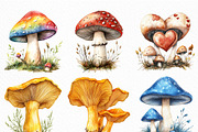 Watercolor Mushroom Clipart Bundle, an Illustration by Craft Nest (Thumbnail 3 of 6)
