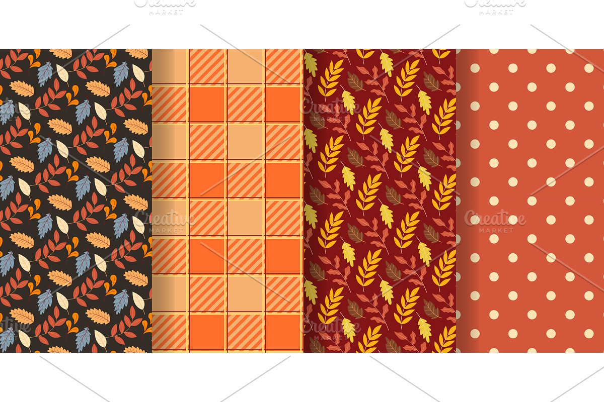 Autumn botanical seamless patterns, an Illustration by Tati_Kli