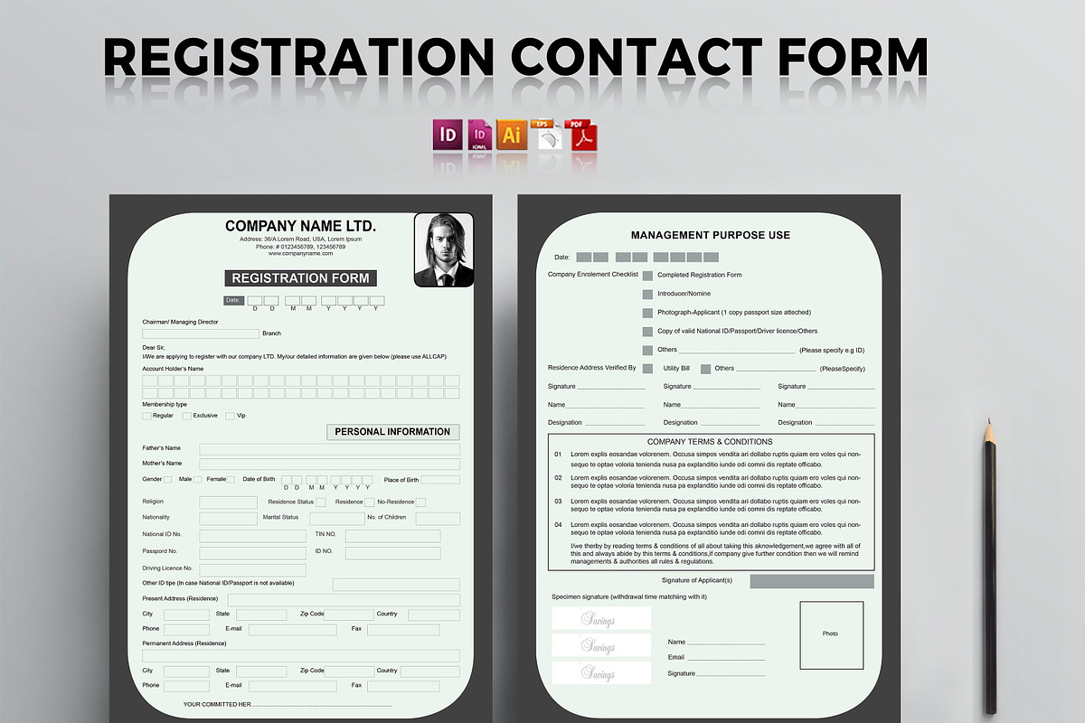 Registration and Questionnaire Form, a Stationery Template by artico (Photo 1 of 3)