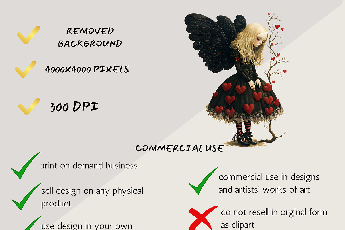 VALENTINE BLACK ANGELS CLIPART PACK, a Person Illustration by Daring Digies (Photo 6 of 10)