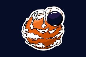 Cute Astronaut Hugging A Planet