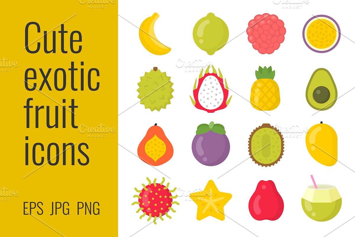 Cute exotic fruit icons, an Icon by Primula`s shop (Photo 2 of 2)