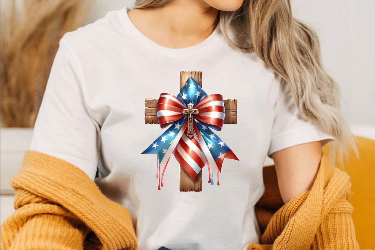 Christian Cross 4th of July USA Bow, an Illustration by SVGArt (Photo 2 of 8)