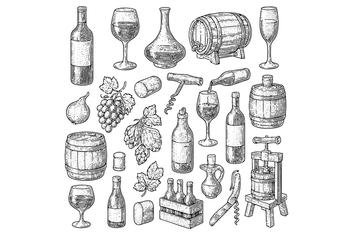 Wine Bottles Grapes and Winemaking, an Object Graphic by nikagraphic (Photo 2 of 3)
