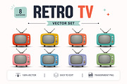 Retro TV Vector Illustrations, an Object Graphic by Gomolach (Thumbnail 1 of 9)