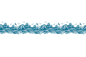 Seamless background waves and, an Illustration by Nenahliadava Design
