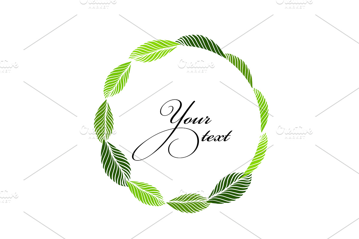 Elegant round frame made of green, an Object Illustration by Nenahliadava Design