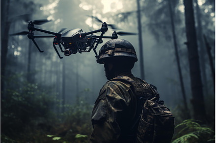 Stealthy Soldier drone forest cyber, a Technology Photo by Ylivdesign