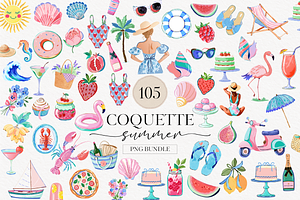 Watercolor Coquette Summer Clipart, an Illustration by TatiMockup