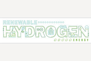 Green hydrogen energy production., a Technology Illustration by Anna's Shop