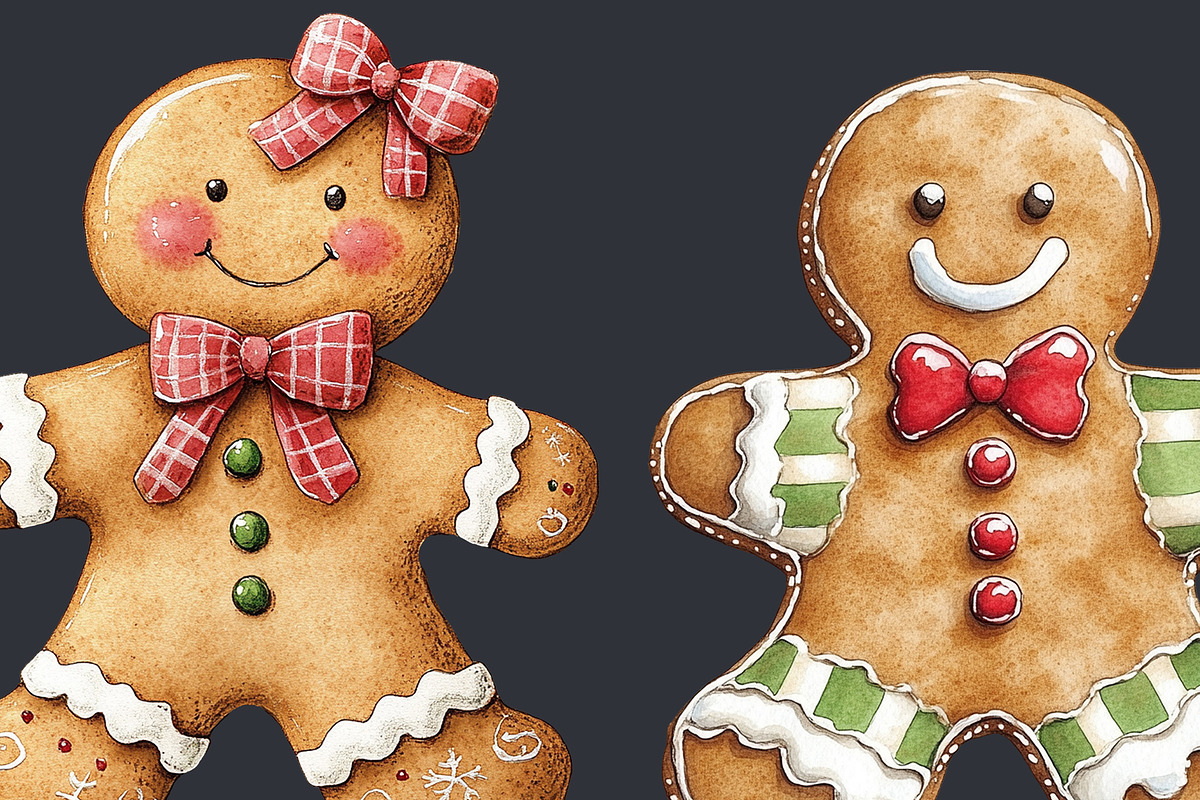 Gingerbread Man Clipart 65 PNG, a Seasonal Illustration by EleSArtDesign (Photo 3 of 4)