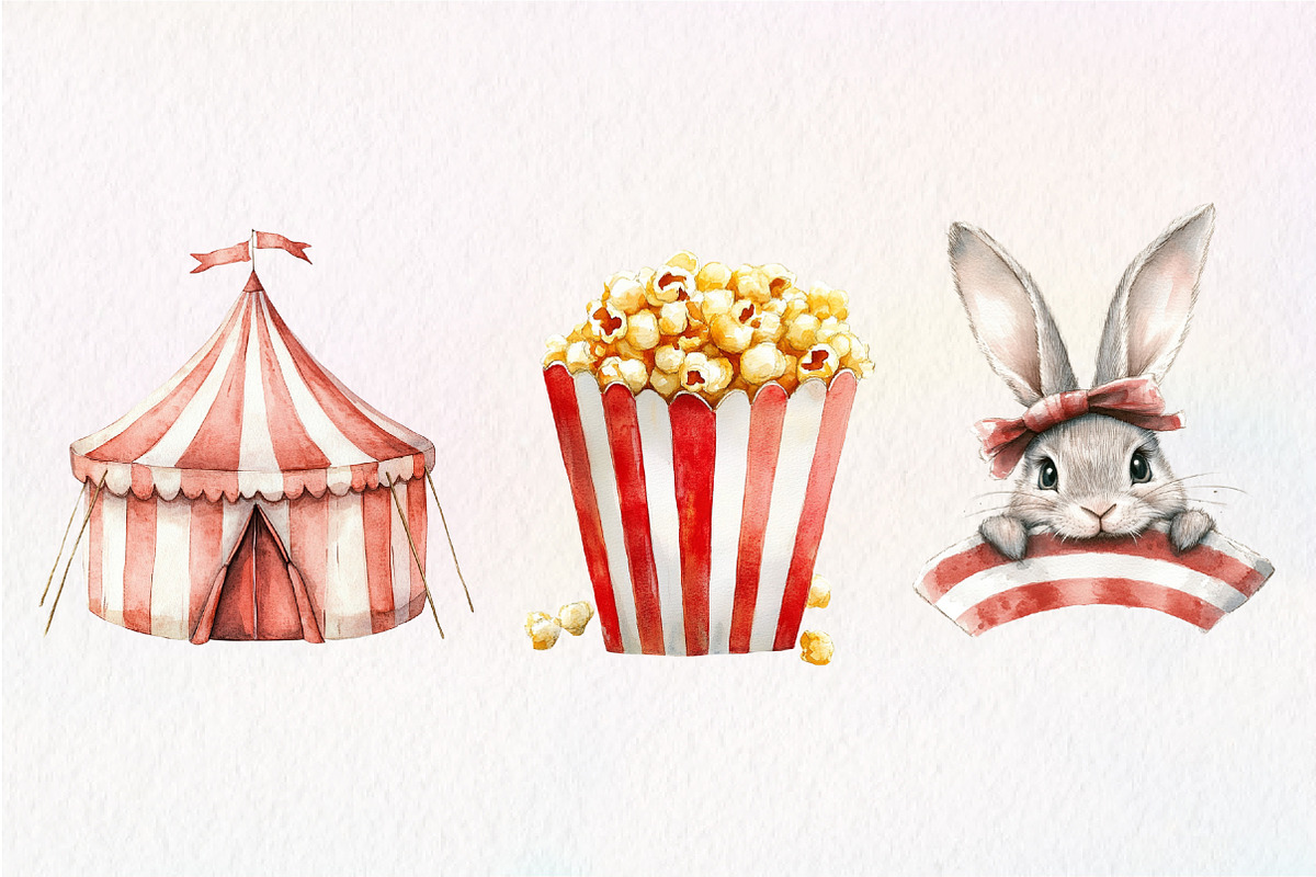 Circus Watercolor Clipart, an Illustration by Dream Creation (Photo 6 of 6)