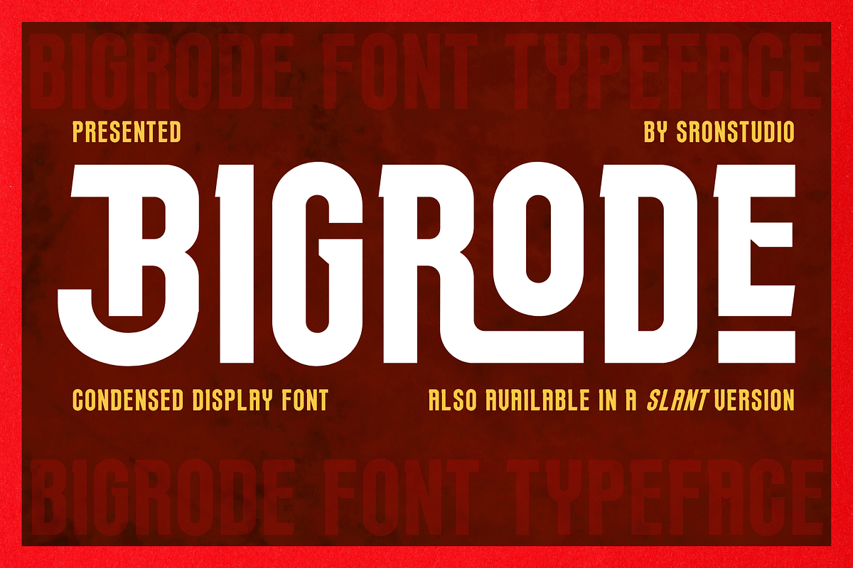 Bigrode - Condensed Display Font, a Sans Serif Font by Sronstudio (Photo 1 of 13)