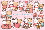 Winter Romance animals clipart, an Animal Illustration by Blumensdiary (Thumbnail 1 of 7)