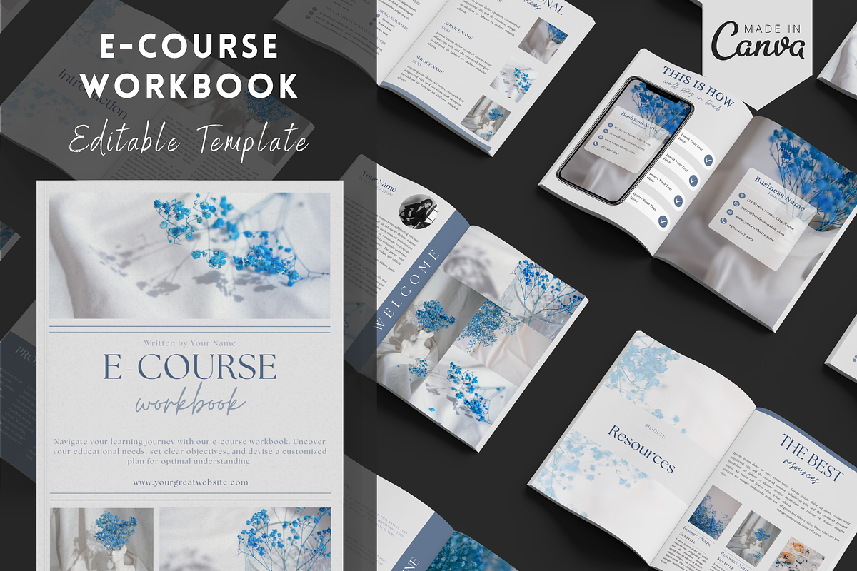 Canva E-course Ebook Template, a Magazine Template by Alloura Template Studio (Photo 1 of 8)