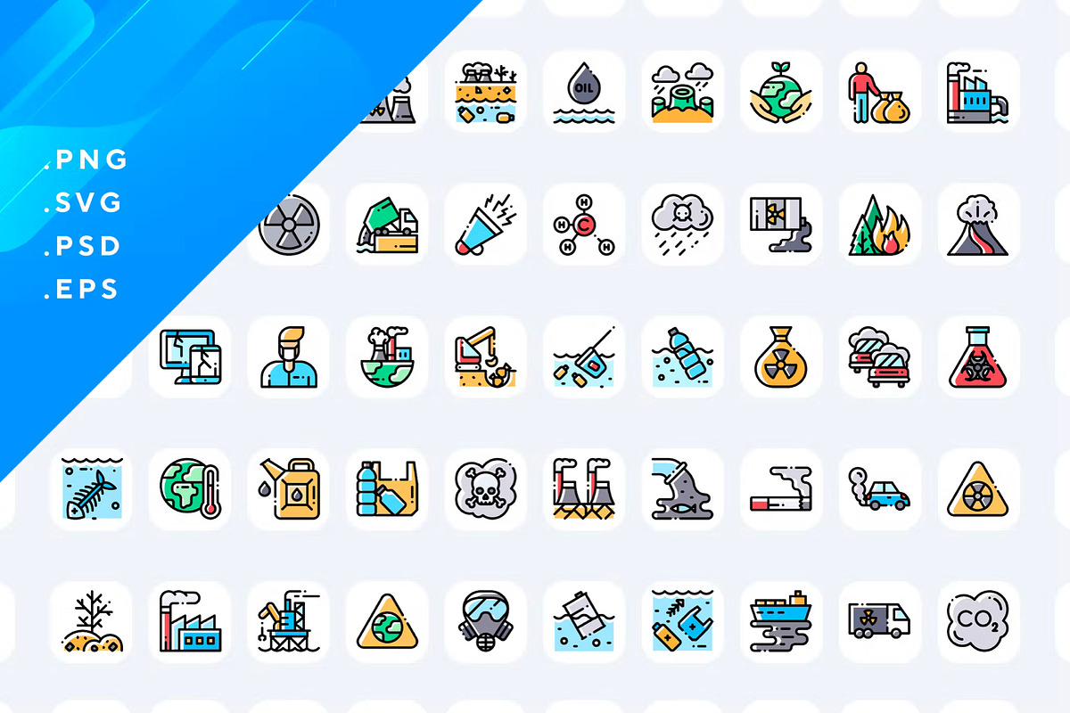 50 Pollution Icons, an Outline Icon by Wencory (Photo 1 of 2)