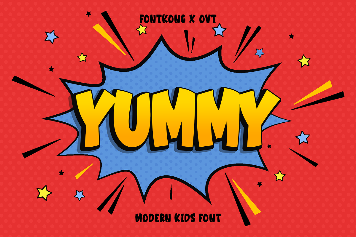 Yummy - Modern Kids Font, a Handwritten Font by overlaytemplates (Photo 1 of 6)
