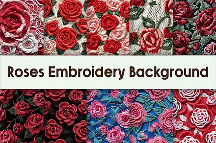 Roses Embroidery Background, a Background Graphic by AdriOP