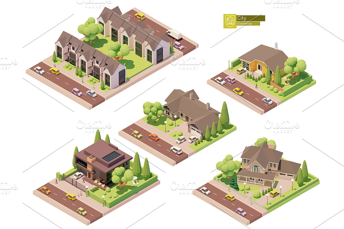 Isometric city map elements, an Object Graphic by tele52 (Photo 38 of 72)