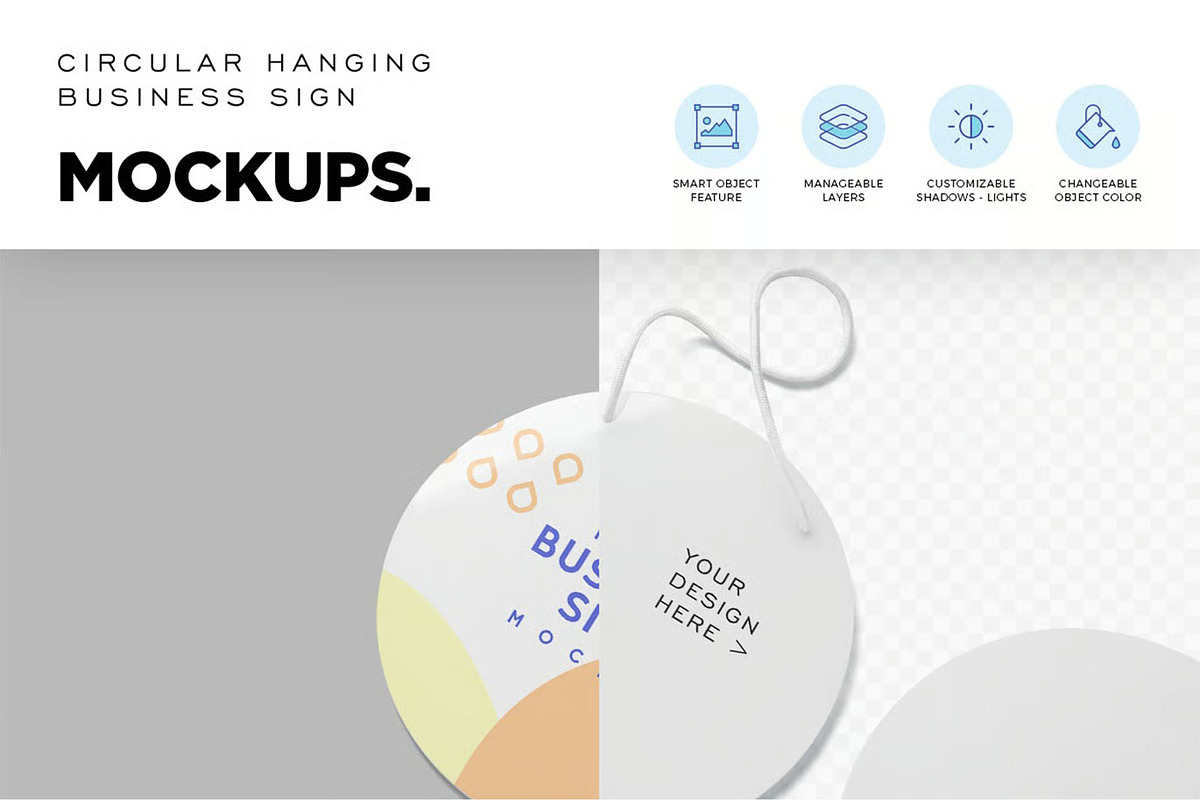 Round Door Sign Mockups, an Advertising Mockup by megostudi0 (Photo 6 of 7)