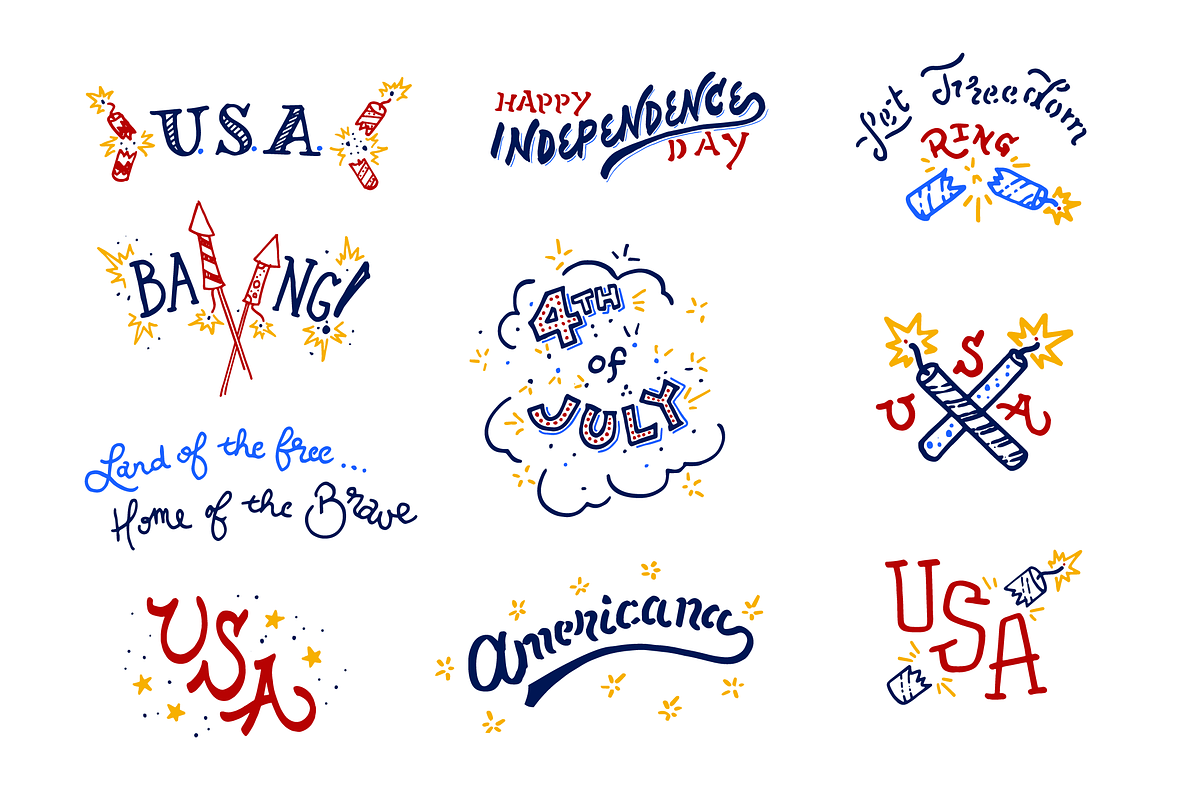 4th of July Americana Lettering, a Seasonal Illustration by JoshuaRed Design (Photo 2 of 6)