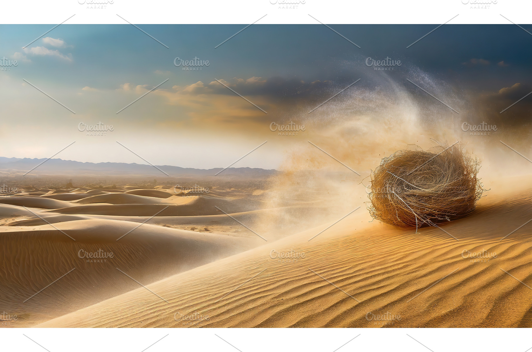 A lone tumbleweed rolling across a, a Nature Photo by Igor Tichonow