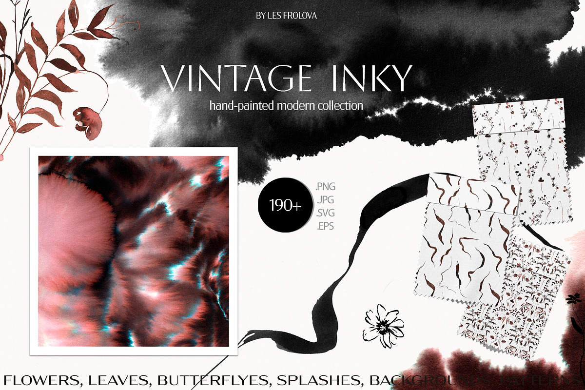 Vintage Ink- Flowers & Backgrounds, a Decorative Illustration by Les Frolova (Photo 1 of 15)