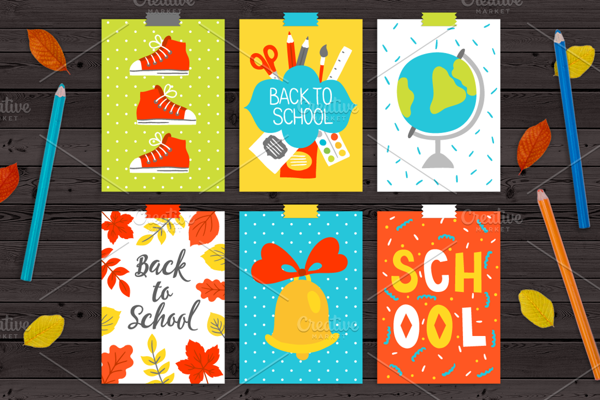 12 School Cards + Bonus Patterns, an Education Illustration by miumiu