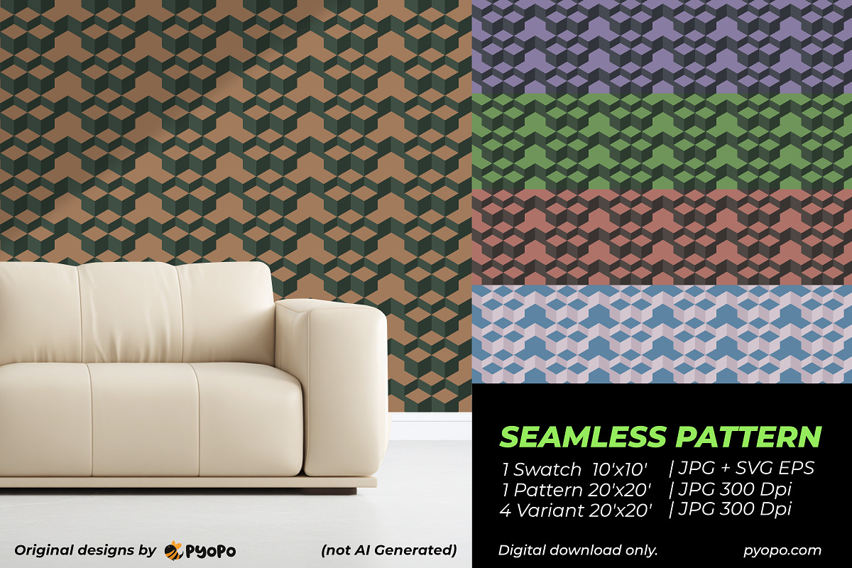 Choco Block Pattern, a Pattern Graphic by Pyopo (Photo 2 of 3)