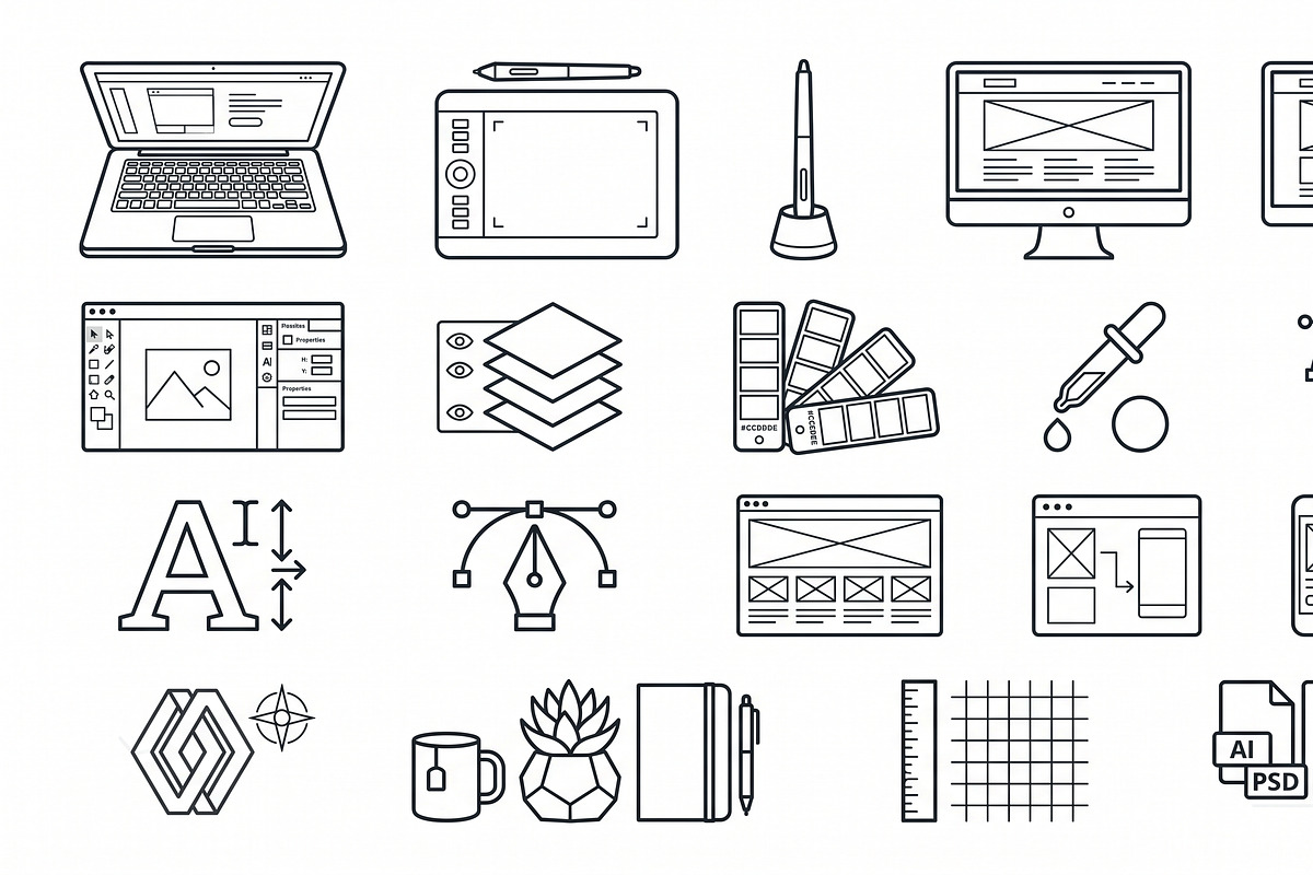 vector Bunles Designer Icon Set, an Outline Icon by adenpinkstore (Photo 13 of 14)