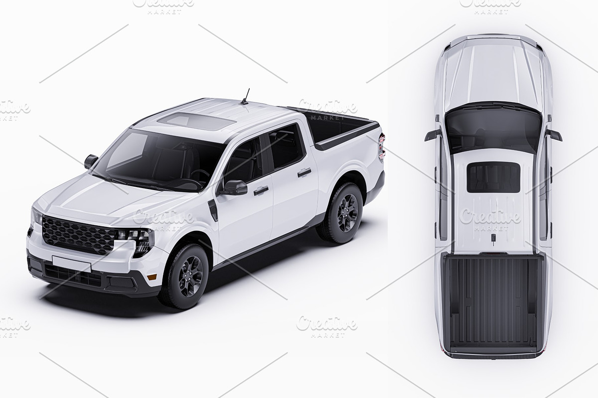 2025 Compact Pickup Truck Mockup Set, an Advertising Mockup by Halal Graphic Studio (Photo 16 of 16)