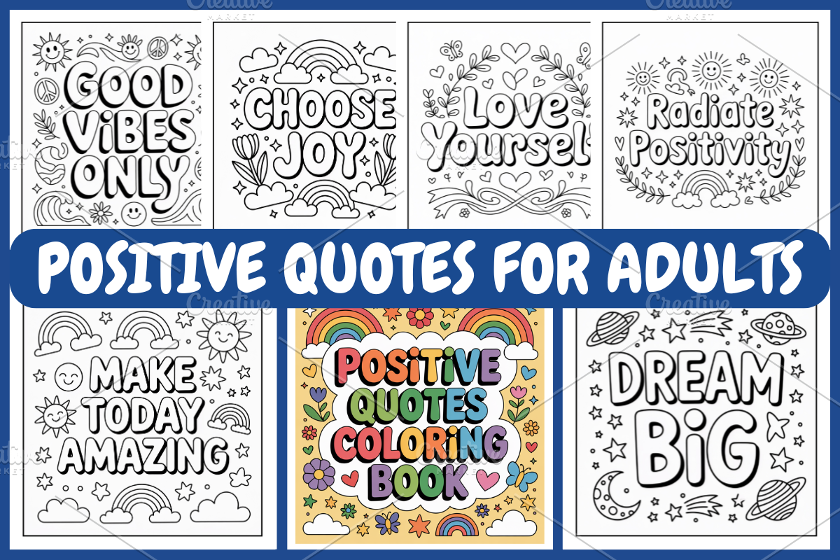 Positive Quotes Coloring Pages, a Decorative Illustration by Coco Bloom (Photo 1 of 4)