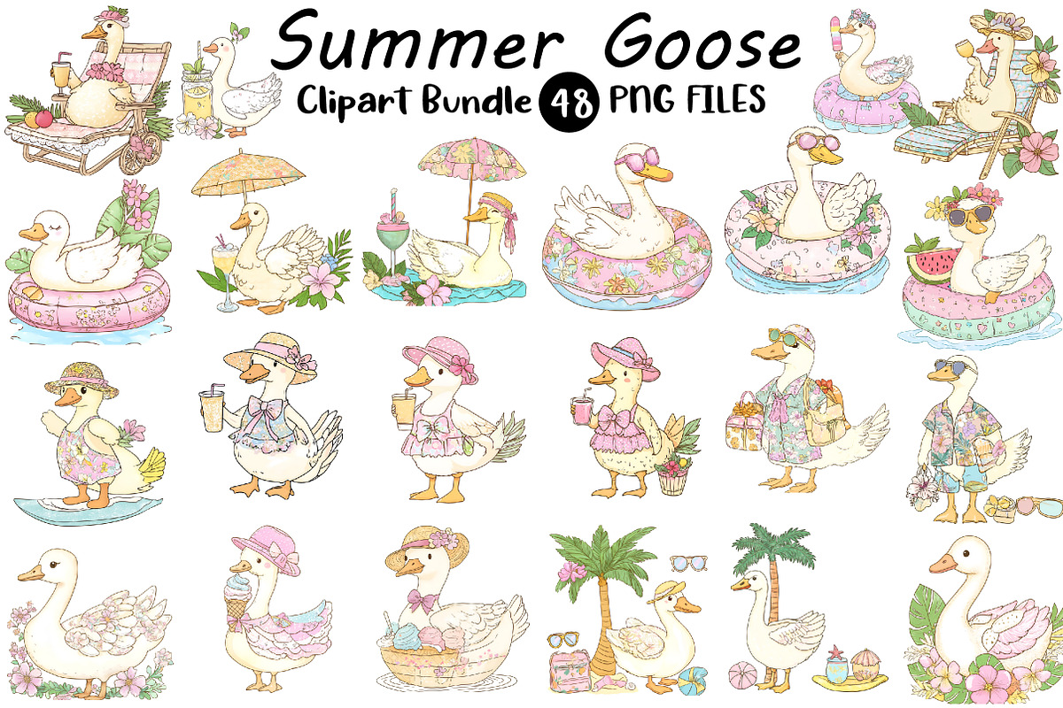 Summer Goose Clipart Bundle, an Illustration by Digital Artistic99 (Photo 1 of 11)