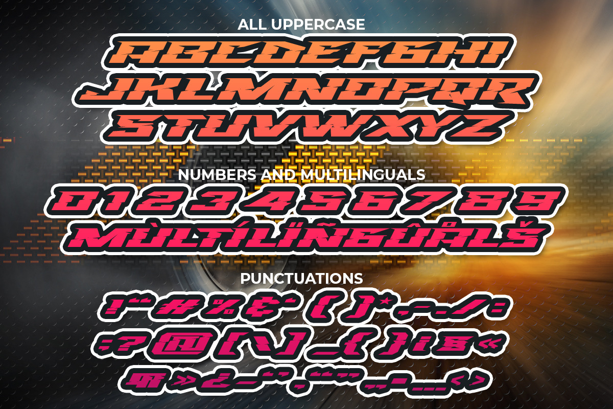 Racerz - Sport Display Font, a Sans Serif Font by Almarkhatype (Photo 9 of 10)