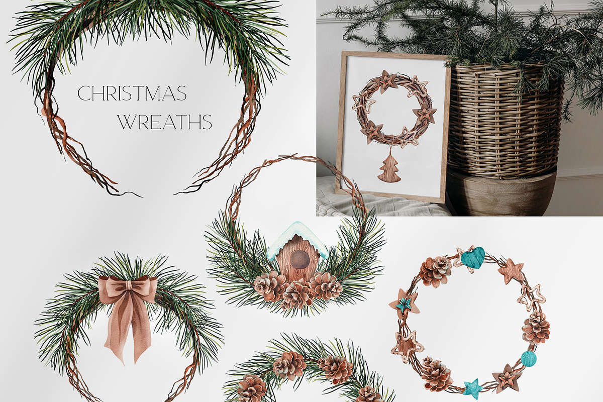 Christmas Pine Branches & Wood Decor, a Decorative Illustration by Jeanna Draw (Photo 11 of 15)
