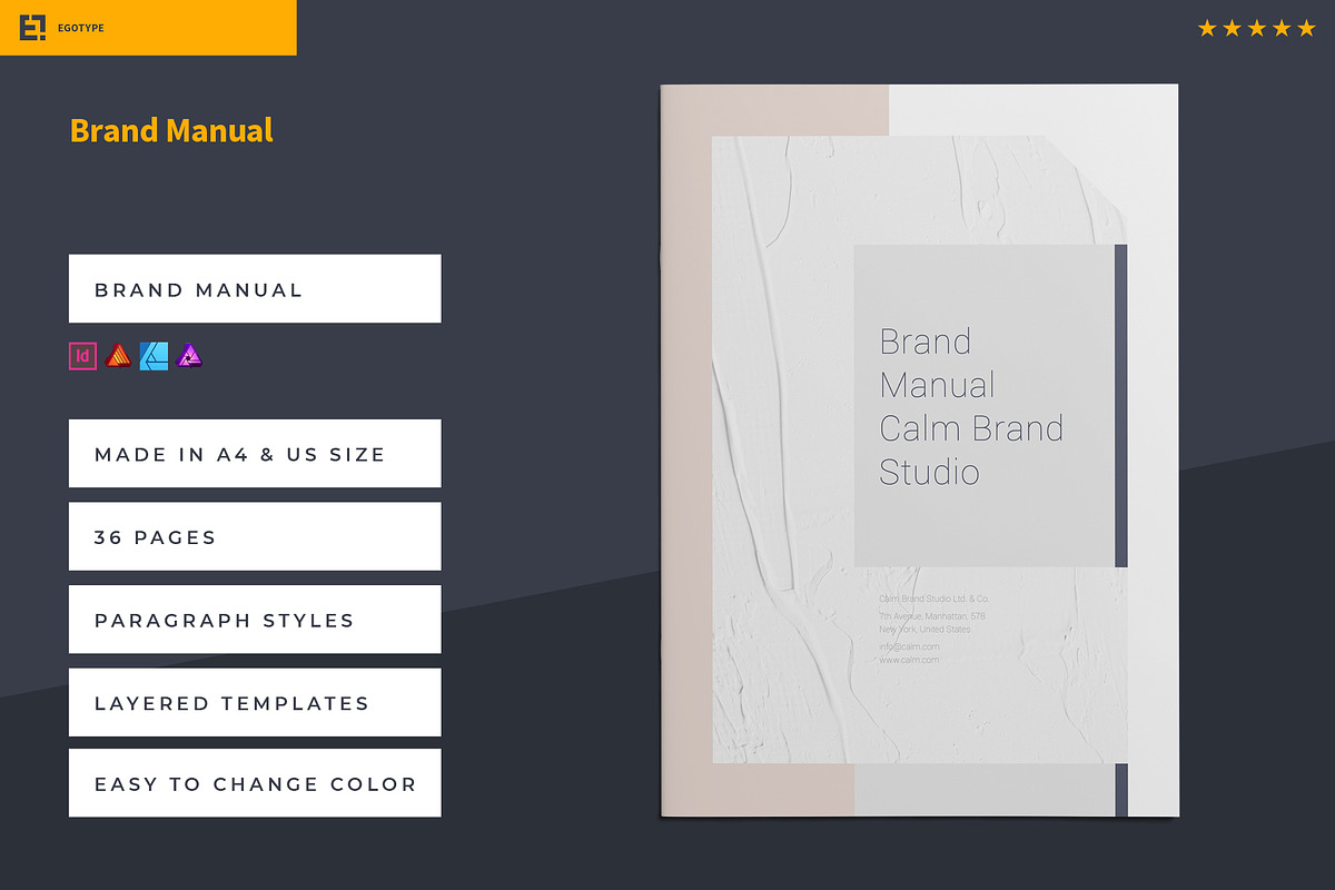 Calm Brand Guidelines, a Brochure Template by Egotype (Photo 1 of 23)
