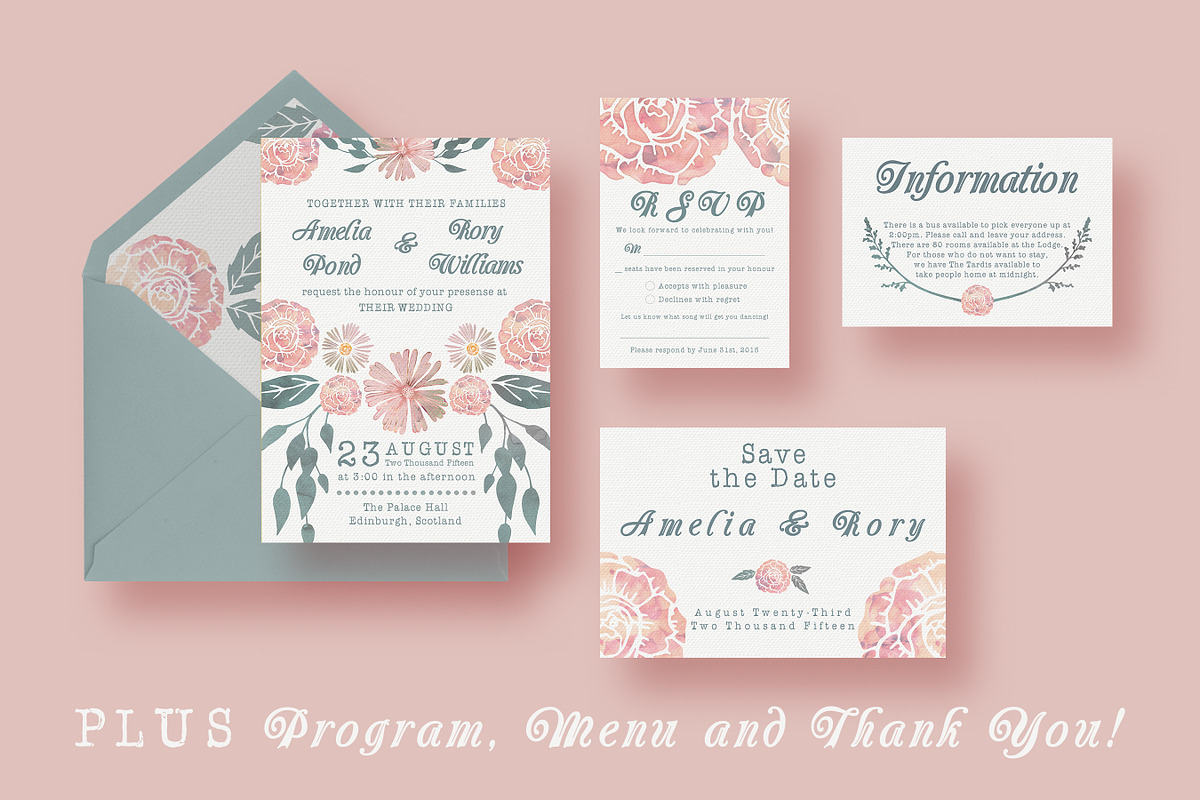Watercolour Wedding Suite, an Invitation Template by Knotted Design (Photo 1 of 3)