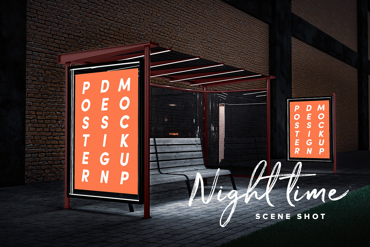Poster Design Mockup (Bus Stop), a Print Template by illustrated (Photo 3 of 14)