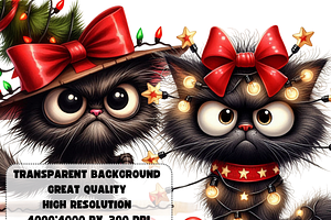 Grumpy Black Cat Clipart