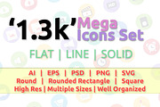 1300+ Vector Icons Set, a Solid Icon by Optimistic Designs (Thumbnail 1 of 4)