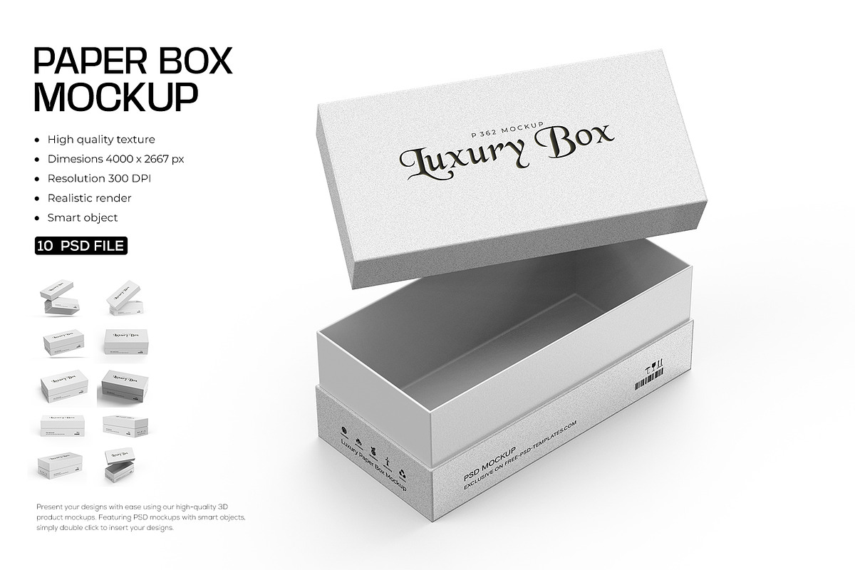 Luxury Two Piece Rigid Box Mockup, a Packaging Mockup by Ram Studio LLC (Photo 1 of 11)