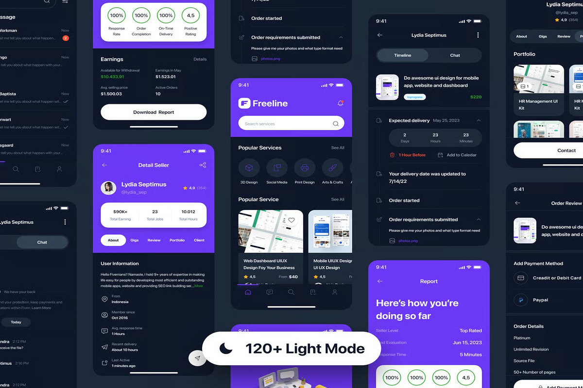 Freeline Freelance Services App UI, an UI Kit Template by Creative Perspective (Photo 5 of 6)