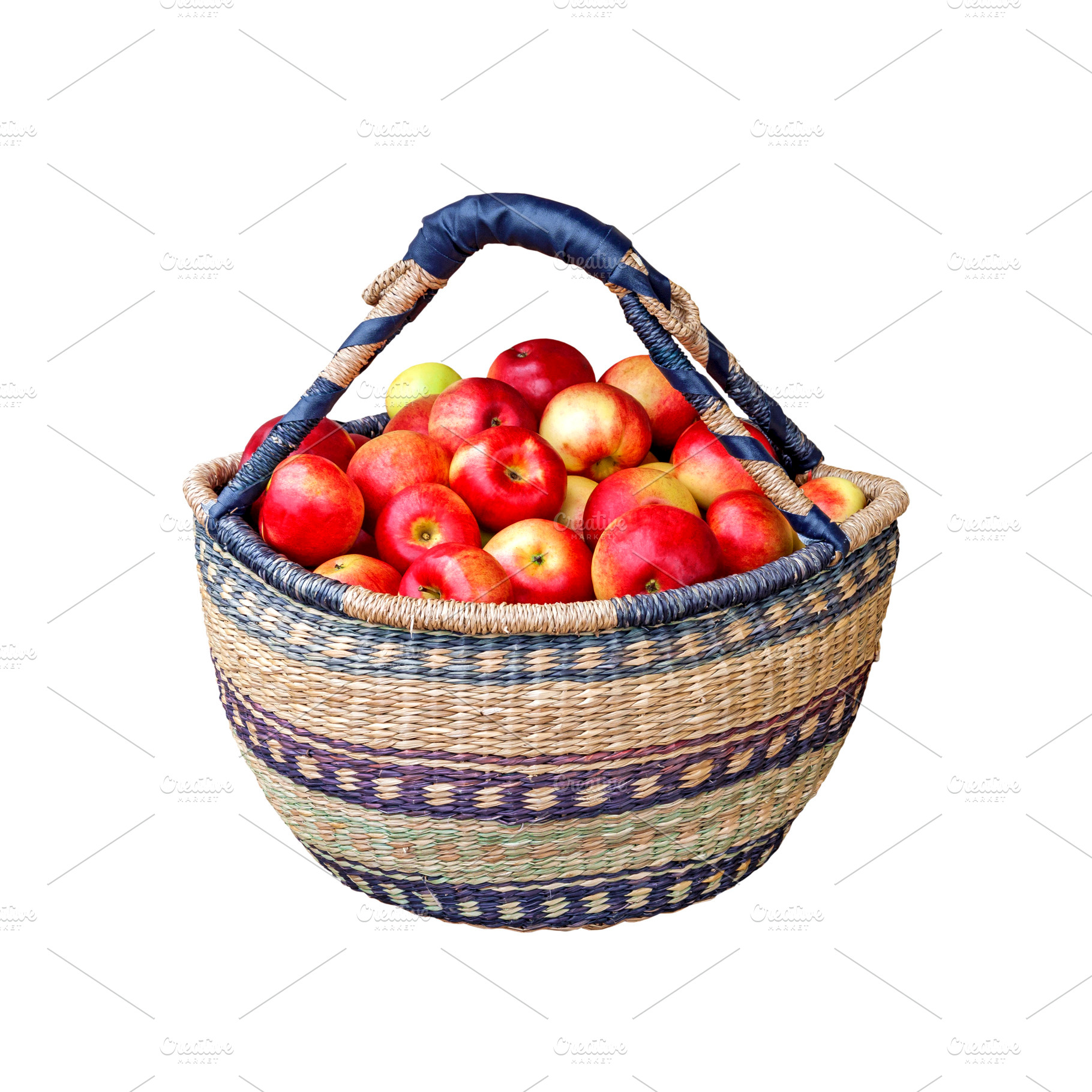 Red apples in a basket isolated, a Food & Drink Photo by BOOCYS