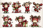 Christmas Cute Reindeer Clipart, an Illustration by Dream Creation (Thumbnail 5 of 8)