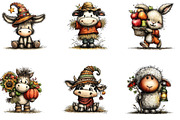 Halloween Farm Watercolor Clipart, a Seasonal Illustration by CreationArt (Thumbnail 2 of 5)