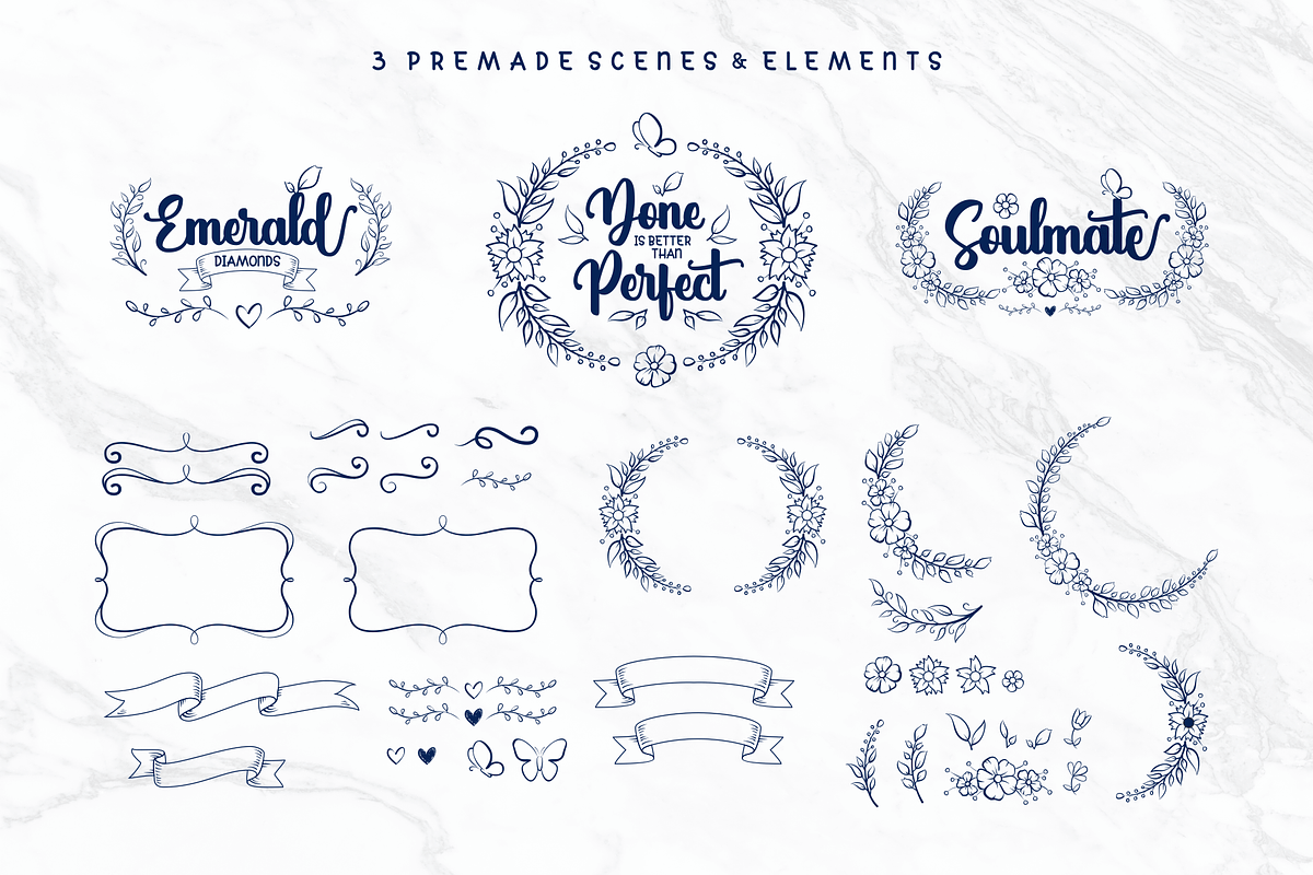 Brights Diamond + EXTRAS, a Script Font by SusiType (Photo 7 of 12)
