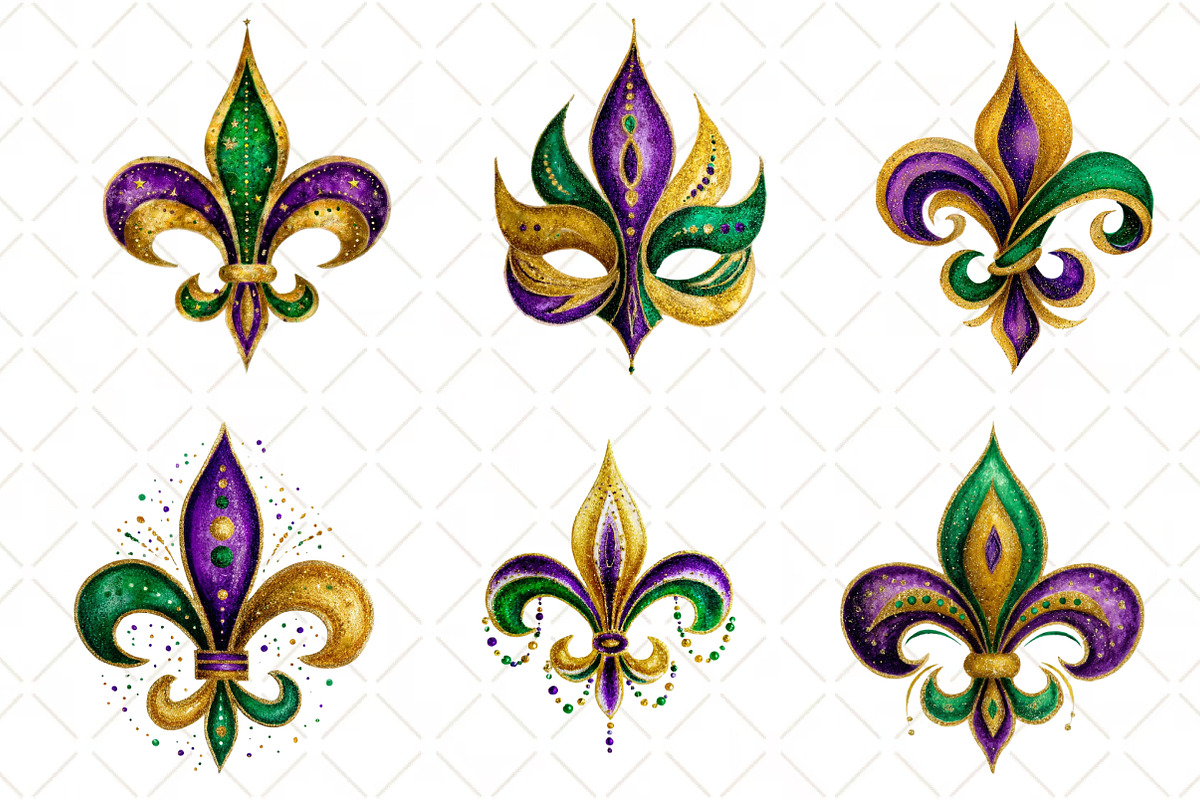 Fleur De Lis For Mardi Gras Clipart, an Illustration by Black Bird Studio (Photo 4 of 6)