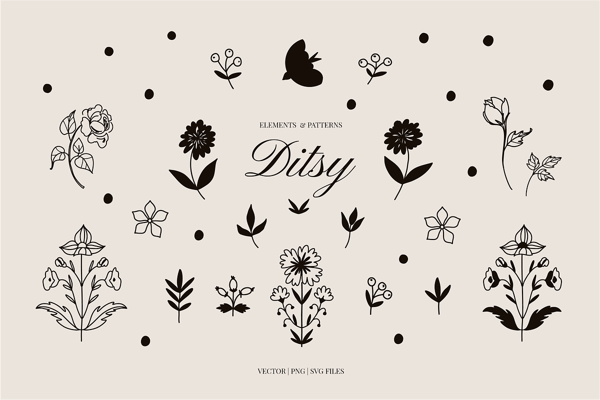 Vintage ditsy art & Floral patterns, a Decorative Illustration by Summer Nightingale Art (Photo 4 of 19)